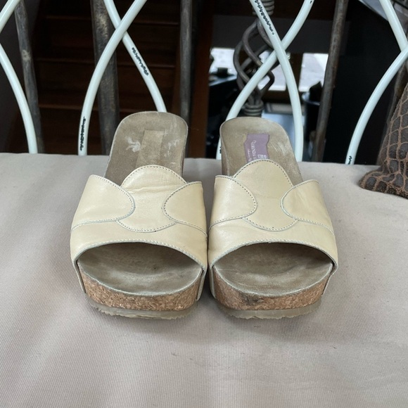 Clorinda Antinori Leather Cork Wedge Platform Slide in Cream Size‎ 8 - Picture 2 of 6